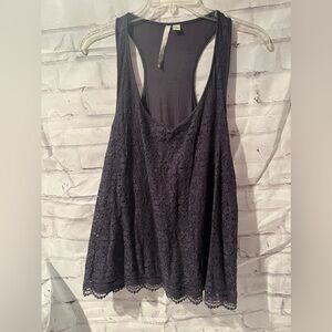 Lauren Conrad Blue Lace Racerback Tank Top